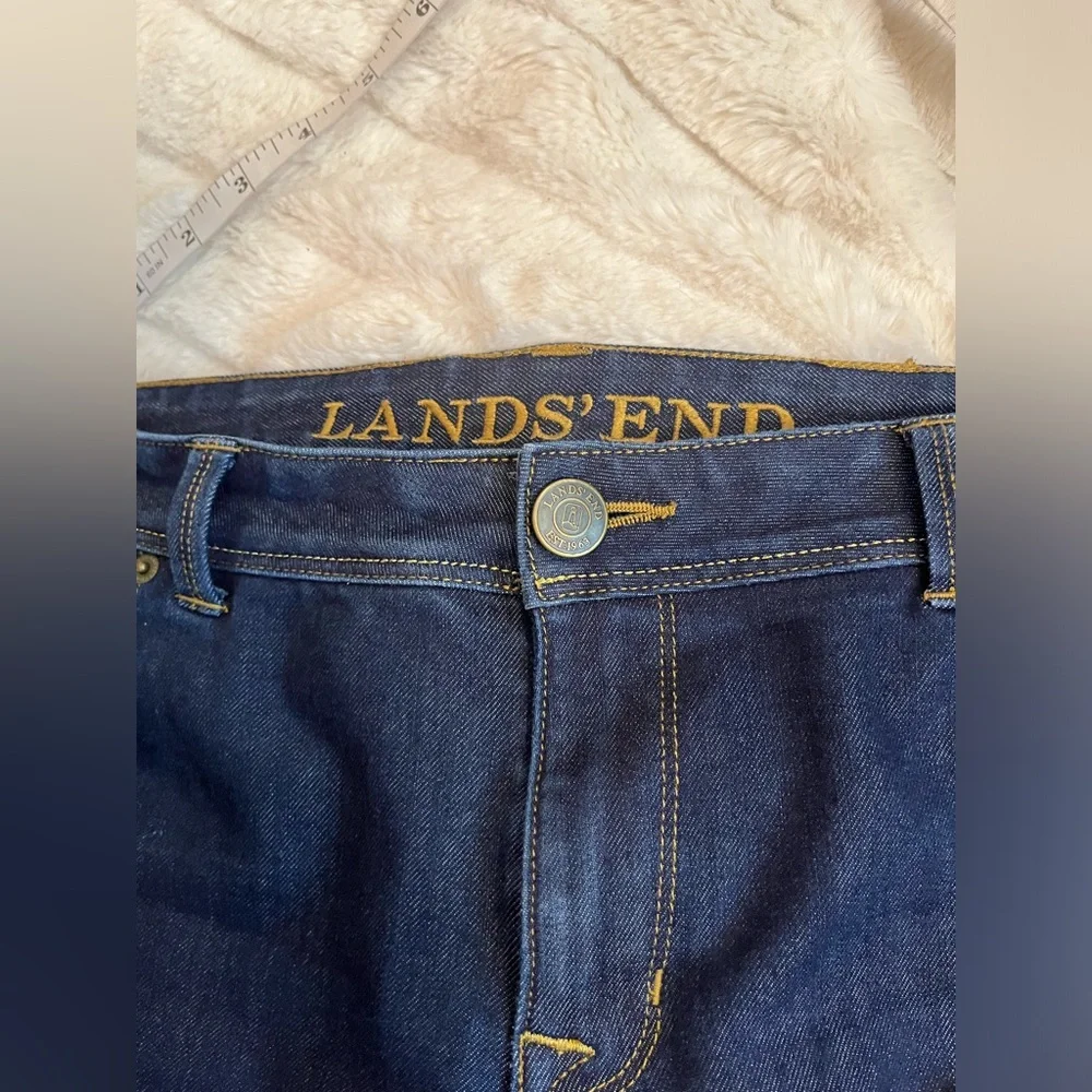 Lands End Womens 12 Dark Wash Slim Straight Fall Winter Denim Casual City Jeans - Picture 9 of 9